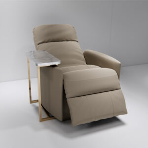 Deluxe Reclining Pedicure Chair with Marble Side Table – Beige & Gold
