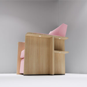 Modern Pedicure Chair – Blush Pink & Natural Wood Finish