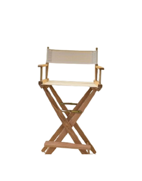 Classic Folding Director’s Chair – Light Beige Canvas & Wood Frame