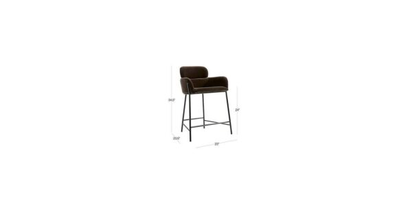 Grey Mink Velvet Counter Stool – Caleb Zipperer Design - Image 5