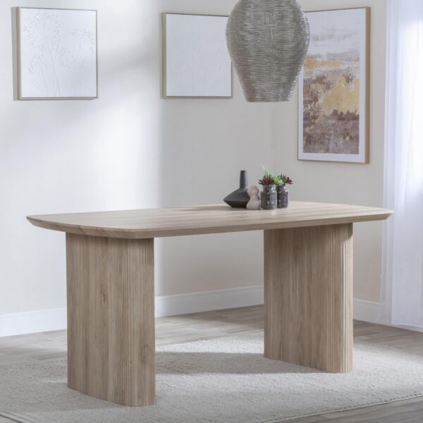 Emilia Fluted 6-Seater Oak Effect Pedestal Dining Table - Image 5