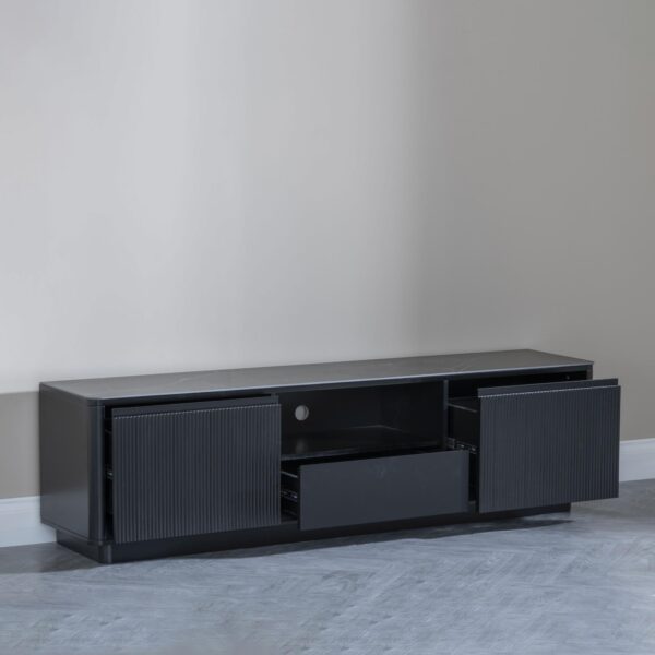 Rivoli Black Ceramic Fluted TV Unit - Image 3
