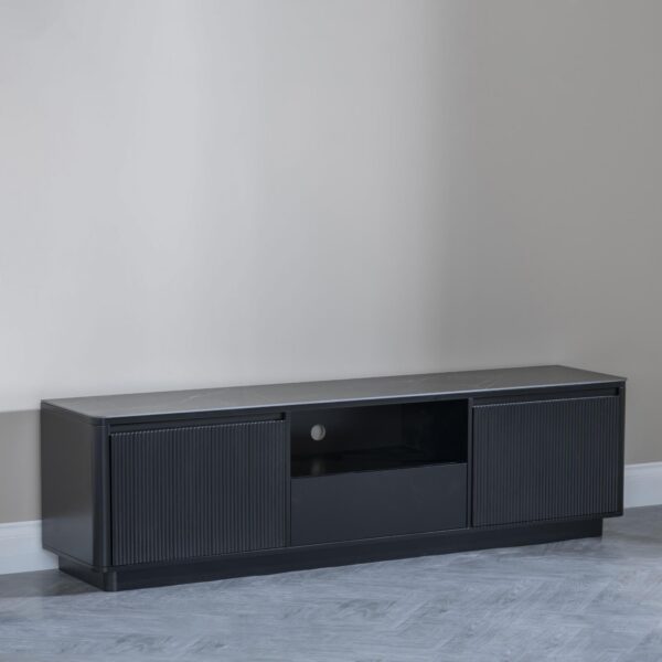 Rivoli Black Ceramic Fluted TV Unit - Image 4
