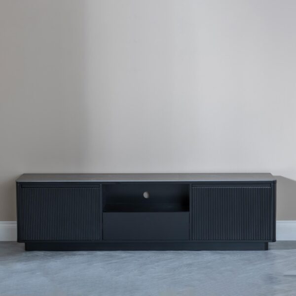 Rivoli Black Ceramic Fluted TV Unit - Image 5