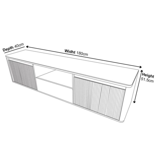 Rivoli Black Ceramic Fluted TV Unit - Image 7