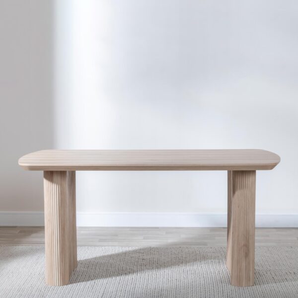Emilia Fluted 6-Seater Oak Effect Pedestal Dining Table - Image 2