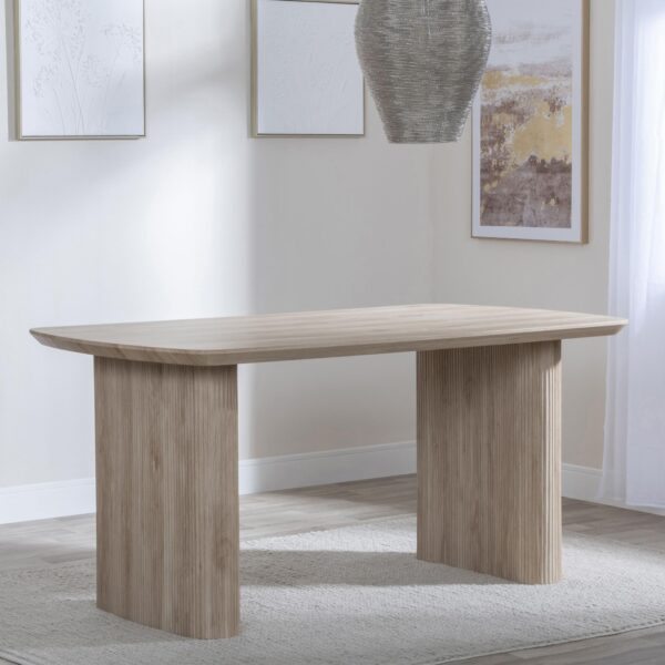 Emilia Fluted 6-Seater Oak Effect Pedestal Dining Table