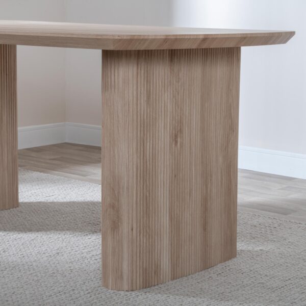 Emilia Fluted 6-Seater Oak Effect Pedestal Dining Table - Image 3