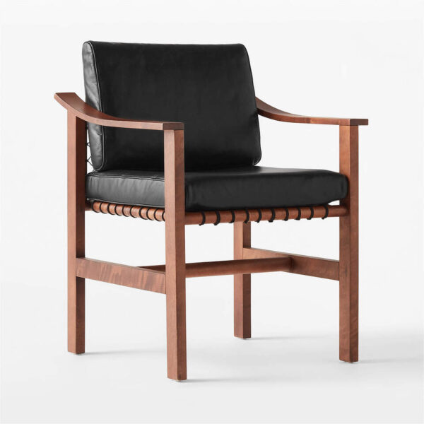 Luciano Rope & Black Leather Dining Armchair - Image 2