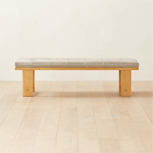 El Molino Oak Dining Bench with Suede Cushion