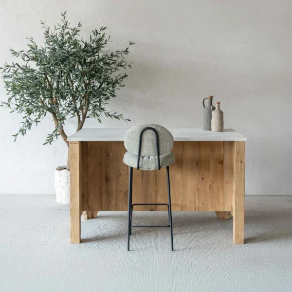 The Artisan Limestone Top & Wood Kitchen Island with Bar Table - Image 2