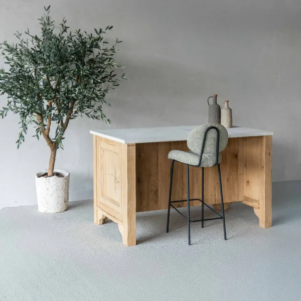The Artisan Limestone Top & Wood Kitchen Island with Bar Table - Image 6