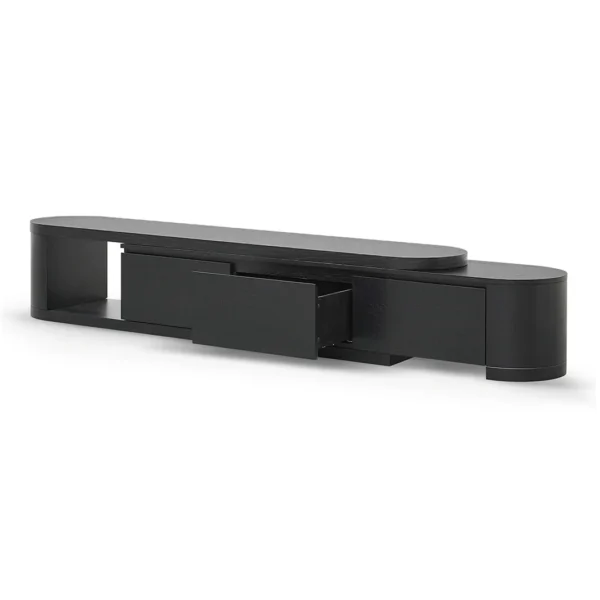 Novara Adjustable TV Unit – Modular Design in Matte Black & Oak - Image 3