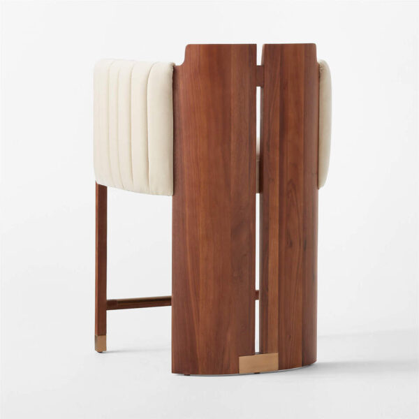 Half Moon Ivory Velvet Counter Stool (Set of 2) – Designed by Lawson-Fenning - Image 4