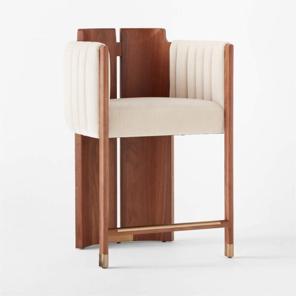 Half Moon Ivory Velvet Counter Stool (Set of 2) – Designed by Lawson-Fenning - Image 2