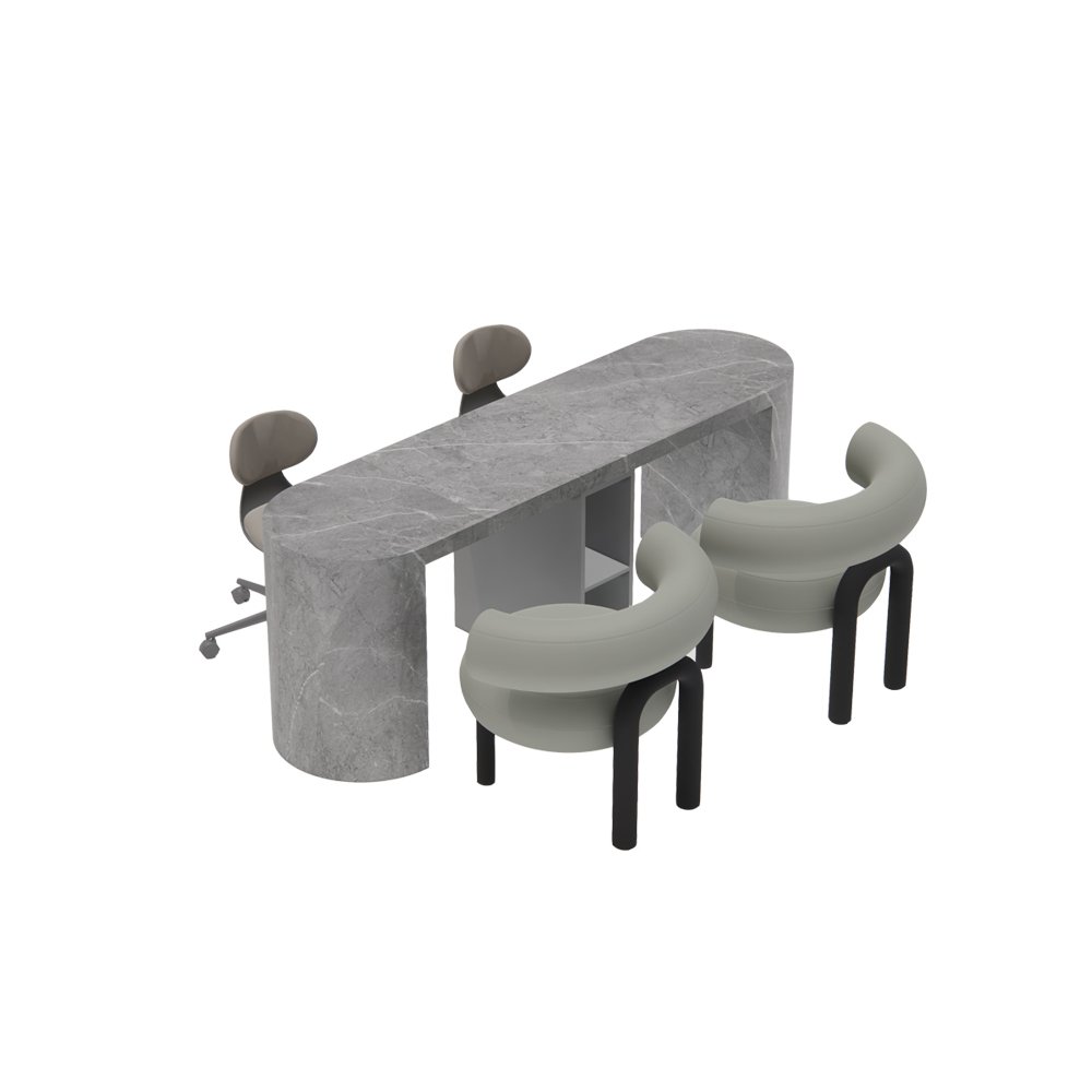 Marble Laminate Manicure Station for Nail Salon