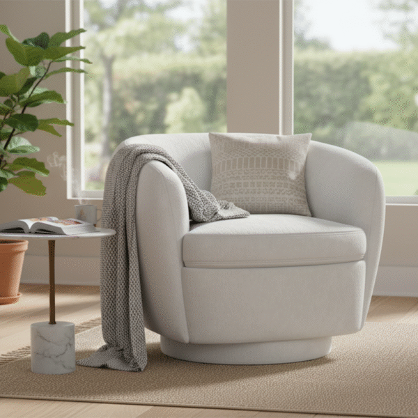 Pobble swivel armchair White 1 Lifestyle