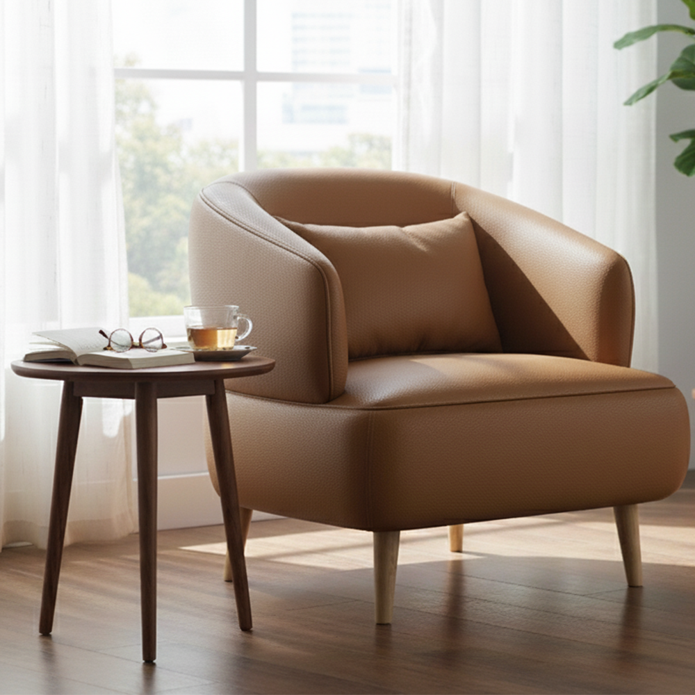 Sanni armchair Pecan Brown 1 Lifestyle